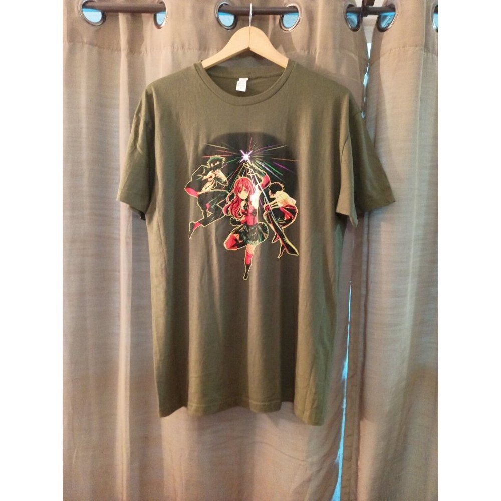 Men's Smart Blanks Big Graphic Print Anime T-shirt /Green Size Large